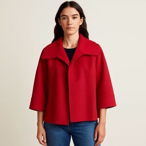 Lafayette 148 Red Wool Blend Shawl Collar Jacket Womens Size 4 office career